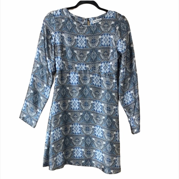 Miss Selfridge Blue Satin Longsleeve Tunic Dress - Picture 1 of 9